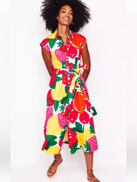 Boden Dresses & Skirts - Boden NWT Rachel Cotton Midi Shirtdress in "Summer Fruits" Print Size 10R